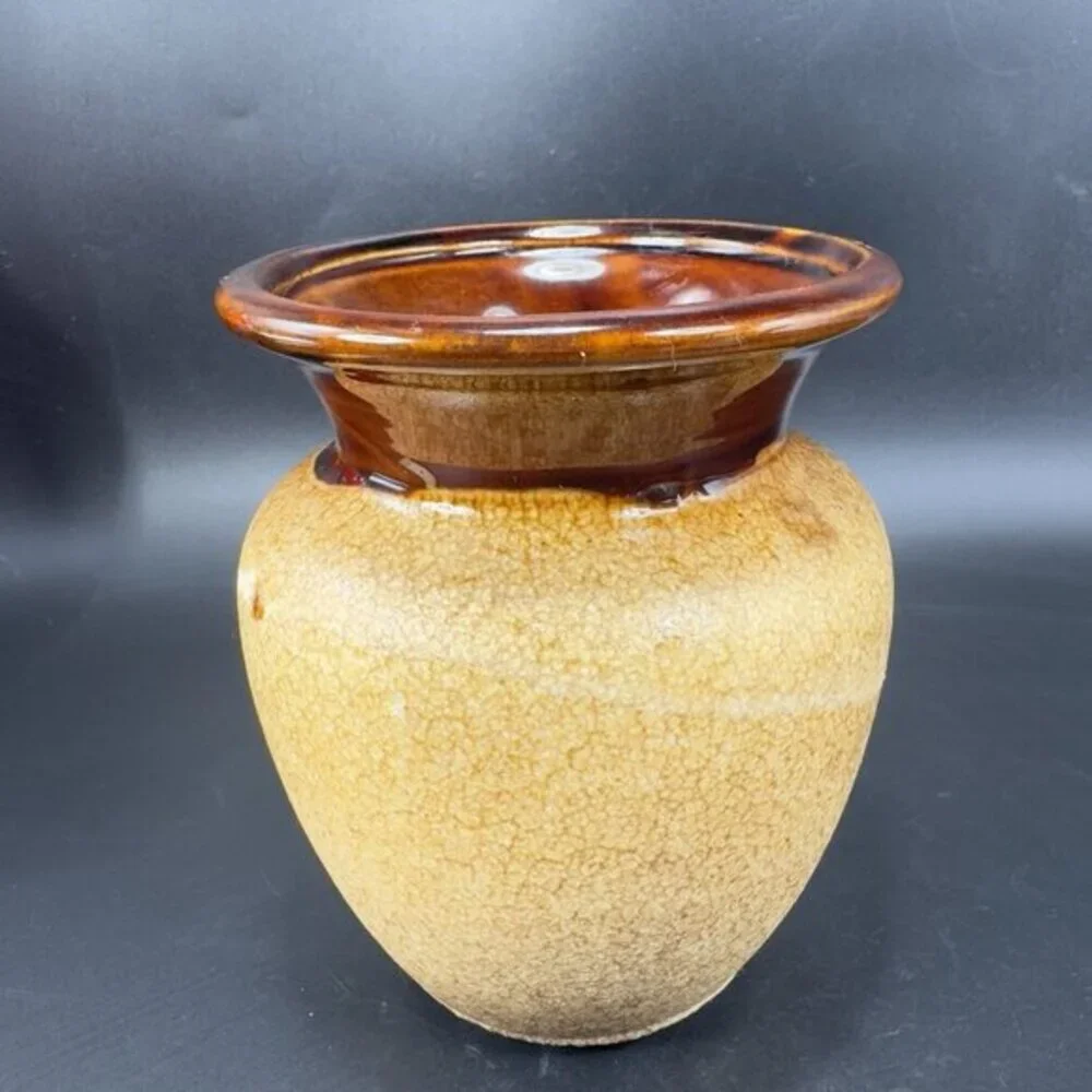 Royal Haeger Brown Earth Glaze Ceramic Vase Vessel Drip Glaze Signed Pottery VTG